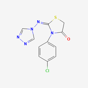 molecular formula C11H8ClN5OS B2822394 3-(4-chlorophenyl)-2-(4H-1,2,4-triazol-4-ylimino)-1,3-thiazolan-4-one CAS No. 5102-36-3
