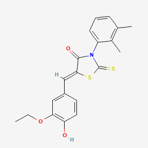 molecular formula C20H19NO3S2 B2822399 (Z)-3-(2,3-dimethylphenyl)-5-(3-ethoxy-4-hydroxybenzylidene)-2-thioxothiazolidin-4-one CAS No. 306324-12-9