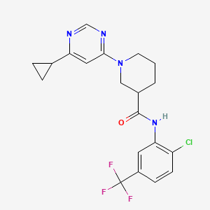 molecular formula C20H20ClF3N4O B2822406 N-(2-chloro-5-(trifluoromethyl)phenyl)-1-(6-cyclopropylpyrimidin-4-yl)piperidine-3-carboxamide CAS No. 1795300-57-0