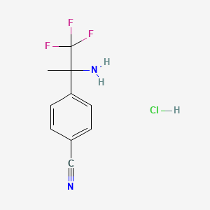 molecular formula C10H10ClF3N2 B2822418 4-(2-Amino-1,1,1-trifluoropropan-2-yl)benzonitrile hydrochloride CAS No. 2230807-26-6