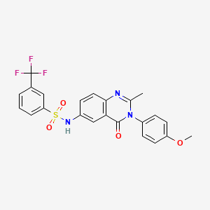molecular formula C23H18F3N3O4S B2822423 N-(3-(4-methoxyphenyl)-2-methyl-4-oxo-3,4-dihydroquinazolin-6-yl)-3-(trifluoromethyl)benzenesulfonamide CAS No. 1105238-80-9