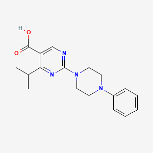 molecular formula C18H22N4O2 B2822434 4-异丙基-2-(4-苯基哌嗪-1-基)嘧啶-5-羧酸 CAS No. 1341030-18-9