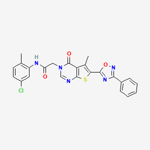 molecular formula C24H18ClN5O3S B2822440 N-(5-氯-2-甲基苯基)-2-(5-甲基-4-氧代-6-(3-苯基-1,2,4-噁二唑-5-基)噻吩[2,3-d]嘧啶-3(4H)-基)乙酰胺 CAS No. 1243030-64-9