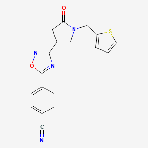 molecular formula C18H14N4O2S B2822445 4-(3-(5-氧代-1-(噻吩-2-基甲基)吡咯啶-3-基)-1,2,4-噁二唑-5-基)苯甲腈 CAS No. 1171476-02-0