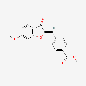 molecular formula C18H14O5 B2822462 (Z)-methyl 4-((6-methoxy-3-oxobenzofuran-2(3H)-ylidene)methyl)benzoate CAS No. 858770-23-7