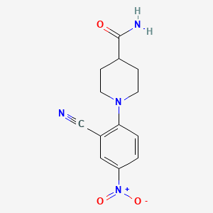 molecular formula C13H14N4O3 B2822468 1-(2-氰基-4-硝基苯基)哌啶-4-甲酰胺 CAS No. 927700-31-0