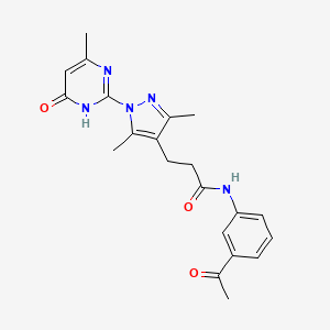 N-(3-acetylphenyl)-3-(3,5-dimethyl-1-(4-methyl-6-oxo-1,6-dihydropyrimidin-2-yl)-1H-pyrazol-4-yl)propanamide