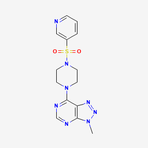 molecular formula C14H16N8O2S B2822474 3-methyl-7-(4-(pyridin-3-ylsulfonyl)piperazin-1-yl)-3H-[1,2,3]triazolo[4,5-d]pyrimidine CAS No. 1070862-08-6
