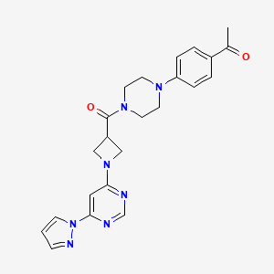 1-(4-(4-(1-(6-(1H-pyrazol-1-yl)pyrimidin-4-yl)azetidine-3-carbonyl)piperazin-1-yl)phenyl)ethanone