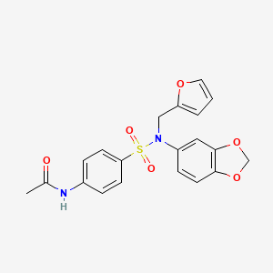 molecular formula C20H18N2O6S B2822491 N-(4-((苯并[D]1,3-二氧杂吲哚-5-基(2-呋喃甲基)氨基)磺酰基)苯基)乙酰胺 CAS No. 1119392-26-5
