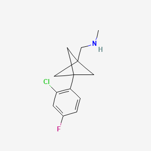 molecular formula C13H15ClFN B2822501 1-[3-(2-Chloro-4-fluorophenyl)-1-bicyclo[1.1.1]pentanyl]-N-methylmethanamine CAS No. 2287301-17-9
