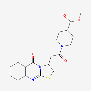 molecular formula C19H25N3O4S B2822507 methyl 1-(2-(5-oxo-3,5,6,7,8,9-hexahydro-2H-thiazolo[2,3-b]quinazolin-3-yl)acetyl)piperidine-4-carboxylate CAS No. 1021121-68-5