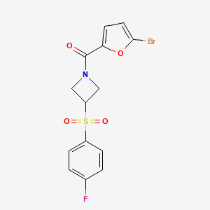 molecular formula C14H11BrFNO4S B2822509 (5-Bromofuran-2-yl)(3-((4-fluorophenyl)sulfonyl)azetidin-1-yl)methanone CAS No. 1797263-51-4