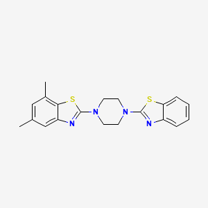 molecular formula C20H20N4S2 B2822513 2-[4-(1,3-苯并噻唑-2-基)哌嗪-1-基]-5,7-二甲基-1,3-苯并噻唑 CAS No. 863001-33-6