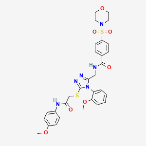 molecular formula C30H32N6O7S2 B2822520 N-((4-(2-methoxyphenyl)-5-((2-((4-methoxyphenyl)amino)-2-oxoethyl)thio)-4H-1,2,4-triazol-3-yl)methyl)-4-(morpholinosulfonyl)benzamide CAS No. 309967-87-1
