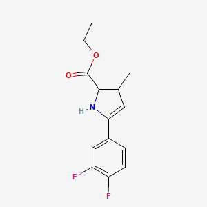 molecular formula C14H13F2NO2 B2822526 乙酸乙酯 5-(3,4-二氟苯基)-3-甲基-1H-吡咯-2-甲酸酯 CAS No. 2106792-88-3