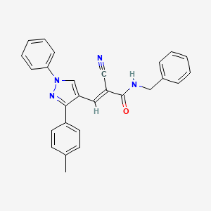 (E)-N-benzyl-2-cyano-3-[3-(4-methylphenyl)-1-phenylpyrazol-4-yl]prop-2-enamide