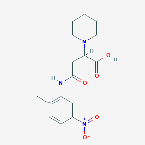 molecular formula C16H21N3O5 B2822539 4-((2-Methyl-5-nitrophenyl)amino)-4-oxo-2-(piperidin-1-yl)butanoic acid CAS No. 899964-67-1