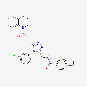 4-(tert-butyl)-N-((4-(3-chlorophenyl)-5-((2-(3,4-dihydroquinolin-1(2H)-yl)-2-oxoethyl)thio)-4H-1,2,4-triazol-3-yl)methyl)benzamide