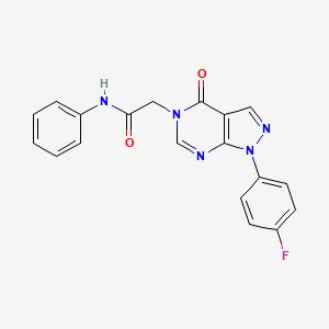 molecular formula C19H14FN5O2 B2822562 2-(1-(4-氟苯基)-4-氧代-1H-吡唑并[3,4-d]嘧啶-5(4H)-基)-N-苯基乙酰胺 CAS No. 852450-23-8