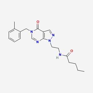 molecular formula C20H25N5O2 B2822563 N-(2-(5-(2-methylbenzyl)-4-oxo-4,5-dihydro-1H-pyrazolo[3,4-d]pyrimidin-1-yl)ethyl)pentanamide CAS No. 921919-57-5