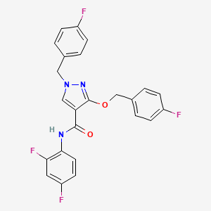 molecular formula C24H17F4N3O2 B2822580 N-(2,4-difluorophenyl)-1-(4-fluorobenzyl)-3-((4-fluorobenzyl)oxy)-1H-pyrazole-4-carboxamide CAS No. 1013756-97-2
