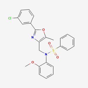 molecular formula C24H21ClN2O4S B2822581 N-{[2-(3-氯苯基)-5-甲基-1,3-噁唑-4-基]甲基}-N-(2-甲氧基苯基)苯磺酰胺 CAS No. 1251643-08-9