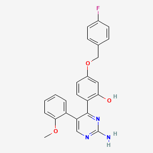 molecular formula C24H20FN3O3 B2822584 2-(2-Amino-5-(2-methoxyphenyl)pyrimidin-4-yl)-5-((4-fluorobenzyl)oxy)phenol CAS No. 862192-10-7
