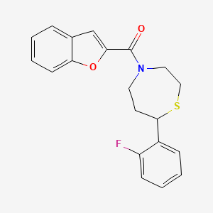 molecular formula C20H18FNO2S B2822589 Benzofuran-2-yl(7-(2-fluorophenyl)-1,4-thiazepan-4-yl)methanone CAS No. 1706093-23-3