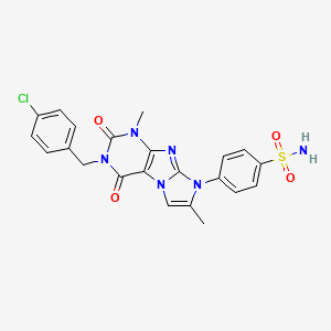 molecular formula C22H19ClN6O4S B2822604 4-(3-(4-chlorobenzyl)-1,7-dimethyl-2,4-dioxo-3,4-dihydro-1H-imidazo[2,1-f]purin-8(2H)-yl)benzenesulfonamide CAS No. 938751-31-6