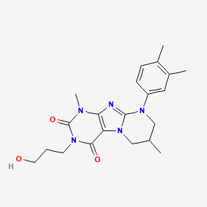 molecular formula C21H27N5O3 B2822606 9-(3,4-dimethylphenyl)-3-(3-hydroxypropyl)-1,7-dimethyl-7,8-dihydro-6H-purino[7,8-a]pyrimidine-2,4-dione CAS No. 845988-47-8