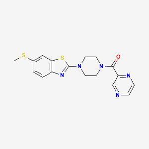 molecular formula C17H17N5OS2 B2822613 (4-(6-(甲硫基)苯并[d]噻唑-2-基)哌嗪-1-基)(吡嗪-2-基)甲酮 CAS No. 1171608-43-7