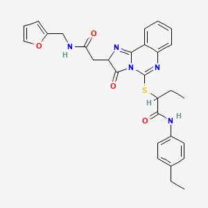 molecular formula C29H29N5O4S B2822616 N-(4-乙基苯基)-2-[[2-[2-(呋喃-2-基甲基氨基)-2-氧代乙基]-3-氧代-2H-咪唑并[1,2-c]喹嗪-5-基]硫基]丁酰胺 CAS No. 1024317-71-2