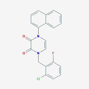 molecular formula C21H14ClFN2O2 B2822617 1-[(2-氯-6-氟苯基)甲基]-4-萘-1-基吡嗪-2,3-二酮 CAS No. 898454-04-1