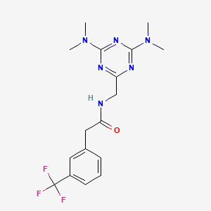 molecular formula C17H21F3N6O B2822627 N-((4,6-bis(dimethylamino)-1,3,5-triazin-2-yl)methyl)-2-(3-(trifluoromethyl)phenyl)acetamide CAS No. 2034518-98-2