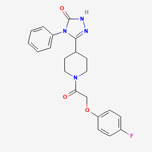 molecular formula C21H21FN4O3 B2822630 5-{1-[(4-fluorophenoxy)acetyl]piperidin-4-yl}-4-phenyl-2,4-dihydro-3H-1,2,4-triazol-3-one CAS No. 1775357-55-5