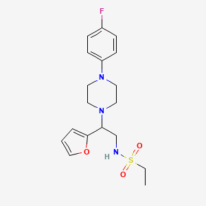 molecular formula C18H24FN3O3S B2822631 N-(2-(4-(4-fluorophenyl)piperazin-1-yl)-2-(furan-2-yl)ethyl)ethanesulfonamide CAS No. 877648-29-8