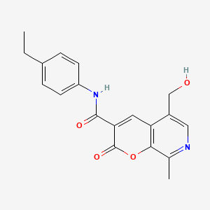 molecular formula C19H18N2O4 B2822637 N-(4-乙基苯基)-5-(羟甲基)-8-甲基-2-氧-2H-吡喃[2,3-c]吡啶-3-甲酰胺 CAS No. 443117-43-9