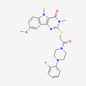 molecular formula C25H26FN5O3S B2822643 N-[2-(4-chlorophenyl)-1H-indol-3-yl]-N'-(3,4,5-trimethoxyphenyl)urea CAS No. 1112341-59-9