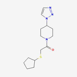 1-(4-(1H-1,2,3-triazol-1-yl)piperidin-1-yl)-2-(cyclopentylthio)ethanone