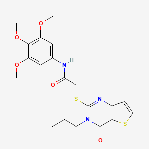 molecular formula C20H23N3O5S2 B2822663 2-({4-氧-3-丙基-3H,4H-噻吩[3,2-d]嘧啶-2-基}硫)-N-(3,4,5-三甲氧基苯基)乙酰胺 CAS No. 1252842-01-5