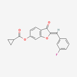 molecular formula C19H13FO4 B2822673 (Z)-2-(3-fluorobenzylidene)-3-oxo-2,3-dihydrobenzofuran-6-yl cyclopropanecarboxylate CAS No. 622799-16-0