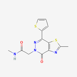 molecular formula C13H12N4O2S2 B2822674 N-甲基-2-(2-甲基-4-氧代-7-(噻吩-2-基)噻唑并[4,5-d]吡嗪-5(4H)-基)乙酰胺 CAS No. 941969-03-5