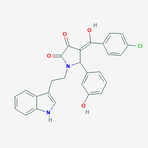 molecular formula C27H21ClN2O4 B282268 4-(4-chlorobenzoyl)-3-hydroxy-5-(3-hydroxyphenyl)-1-[2-(1H-indol-3-yl)ethyl]-1,5-dihydro-2H-pyrrol-2-one 