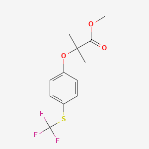 molecular formula C12H13F3O3S B2822704 Methyl 2-methyl-2-{4-[(trifluoromethyl)thio]phenoxy}propanoate CAS No. 2279122-33-5