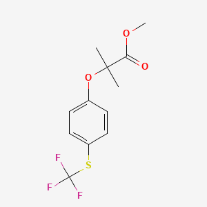 molecular formula C12H13F3O3S B2822704 甲酸甲酯 2-甲基-2-{4-[(三氟甲基)硫基]苯氧基}丙酸酯 CAS No. 2279122-33-5