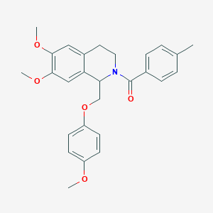 molecular formula C27H29NO5 B2822705 (6,7-dimethoxy-1-((4-methoxyphenoxy)methyl)-3,4-dihydroisoquinolin-2(1H)-yl)(p-tolyl)methanone CAS No. 486427-14-9