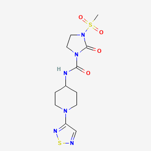 molecular formula C12H18N6O4S2 B2822715 3-methanesulfonyl-2-oxo-N-[1-(1,2,5-thiadiazol-3-yl)piperidin-4-yl]imidazolidine-1-carboxamide CAS No. 2034379-74-1