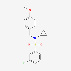 molecular formula C17H18ClNO3S B2822725 3-chloro-N-cyclopropyl-N-[(4-methoxyphenyl)methyl]benzene-1-sulfonamide CAS No. 1043344-89-3