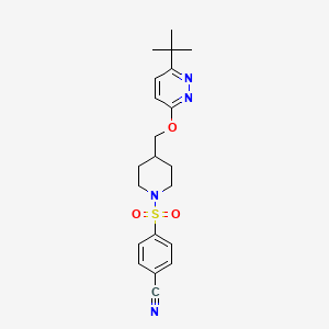 molecular formula C21H26N4O3S B2822726 4-[4-[(6-Tert-butylpyridazin-3-yl)oxymethyl]piperidin-1-yl]sulfonylbenzonitrile CAS No. 2380057-40-7